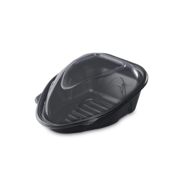 Grande Coque poulet plastique noire avec couvercle en pp